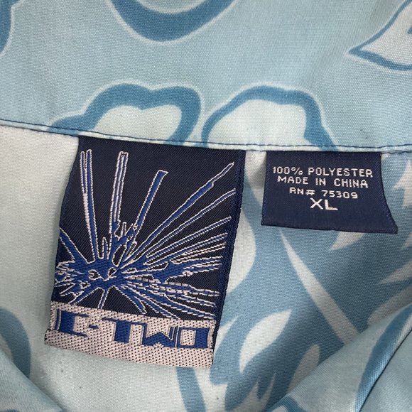 Vintage Hawaiian Shirt Mens XL Blue Floral Tropical Party Club Travel Beach - Picture 3 of 9